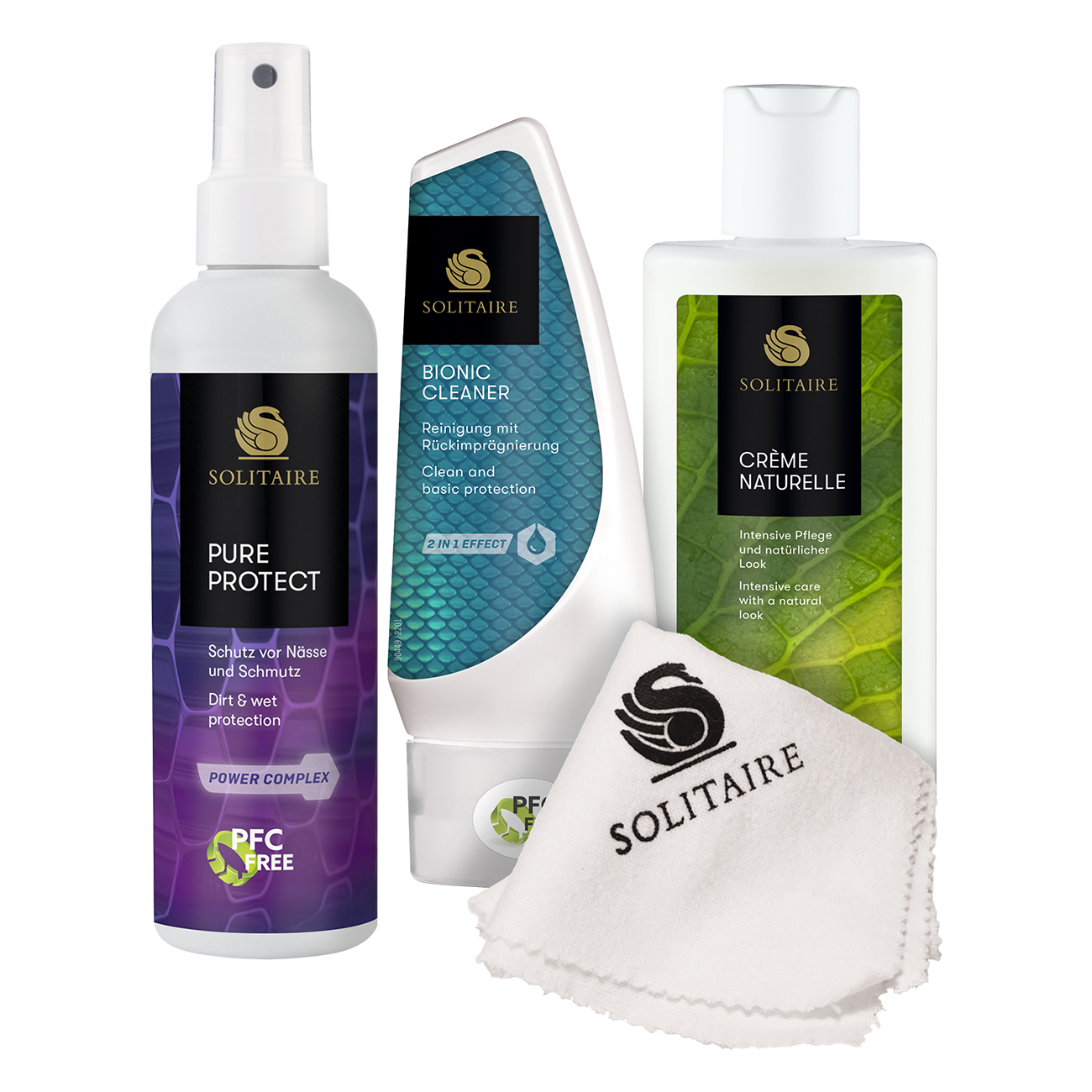 Set mit Pure Protect, Crème Naturelle, Bionic Cleaner und Poliertuch